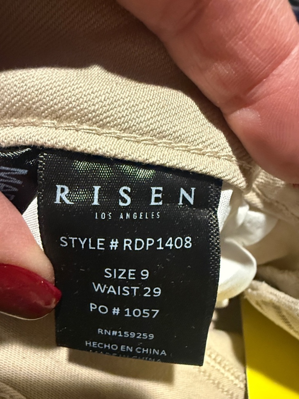 Risen Los Angeles High Rise Straight Leg Tan Jeans Raw Hem Sz 9 (29) 26” Inseam - Picture 4 of 4